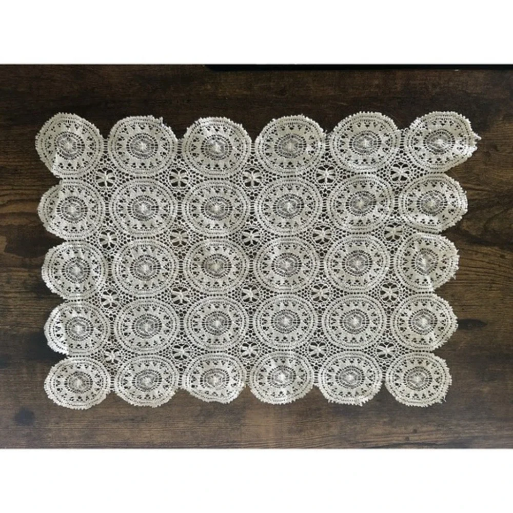 Rectangular Crocheted Doily Handmade Lace Table Decor‎ 14.5x10